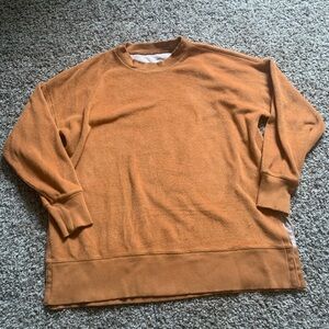 Aerie Women's Oversized Orange Sweatshirt Split Hem Halloween Lounge Wear Cozy